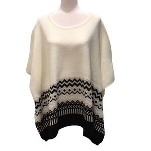 Ann Taylor Shimmer Fair Isle Poncho Sweater